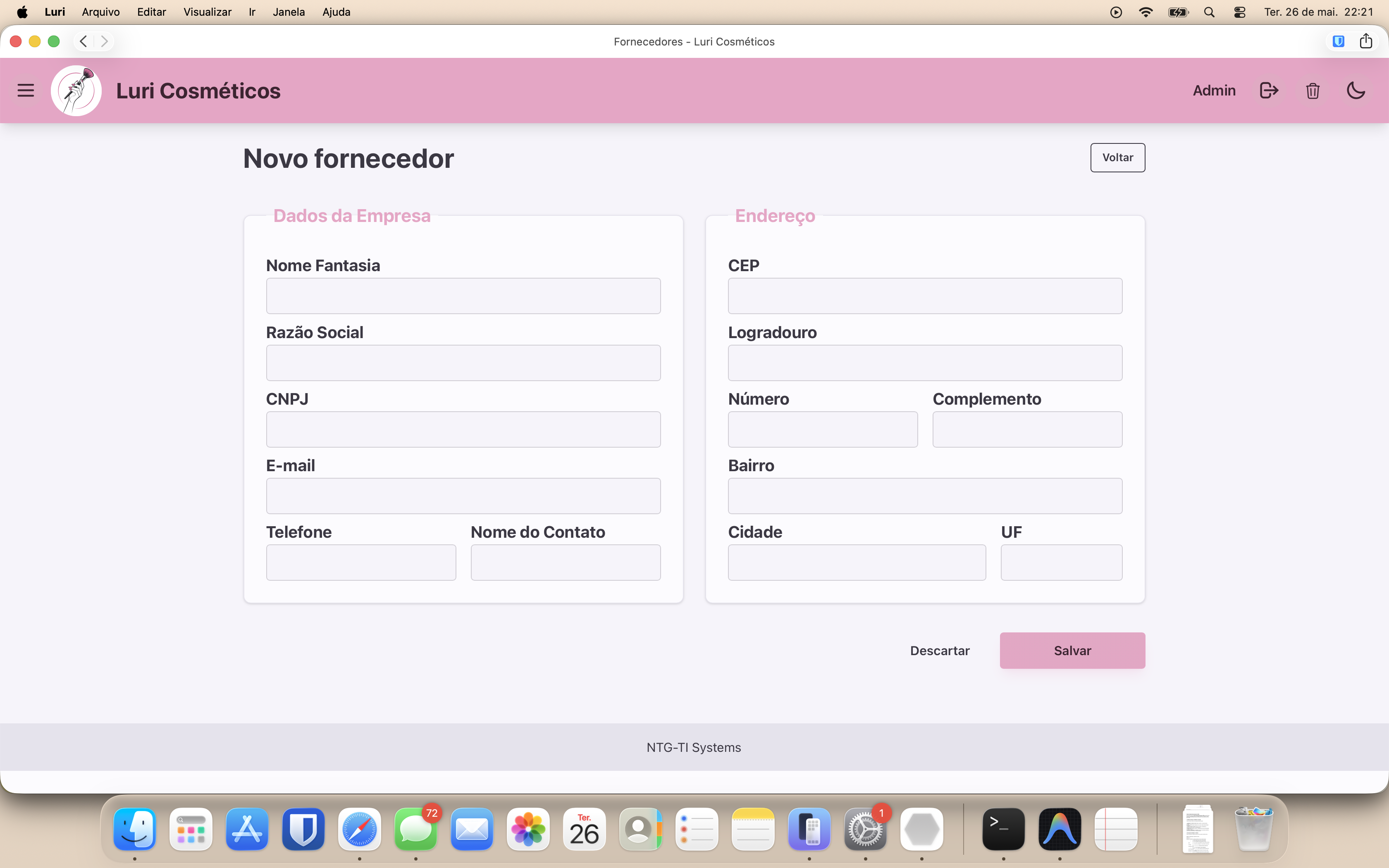 Controle de Fornecedores